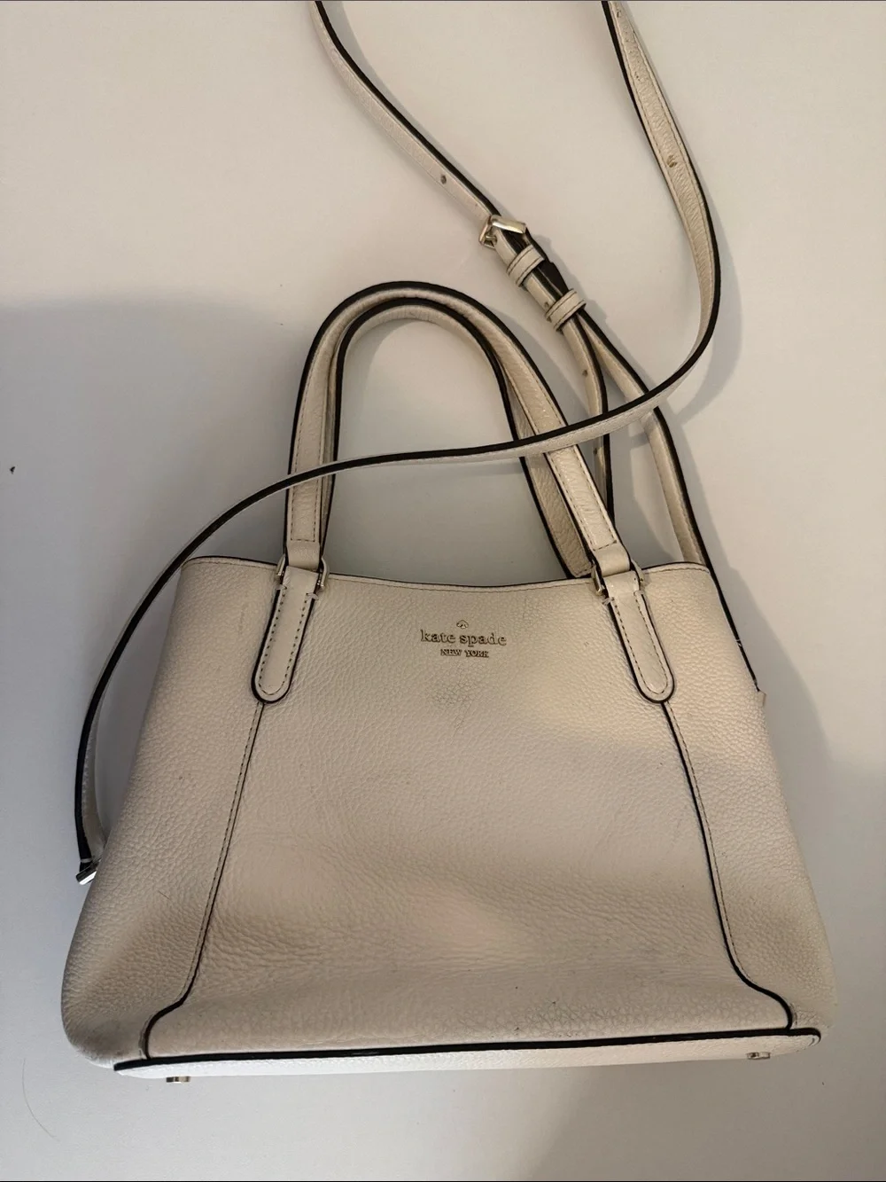 kate spade Cream Pebbled Leather Satchel Crossbody